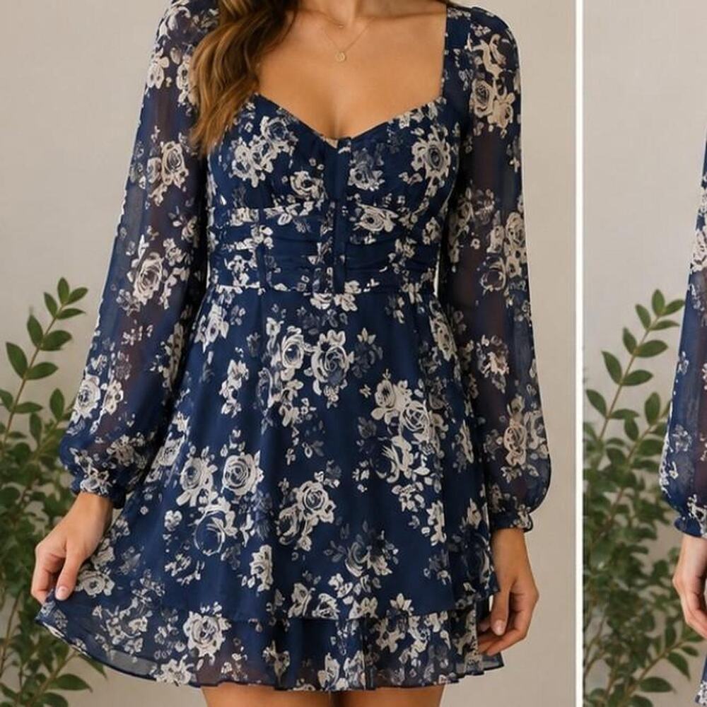 Allison & Kelly Navy blue floral dress